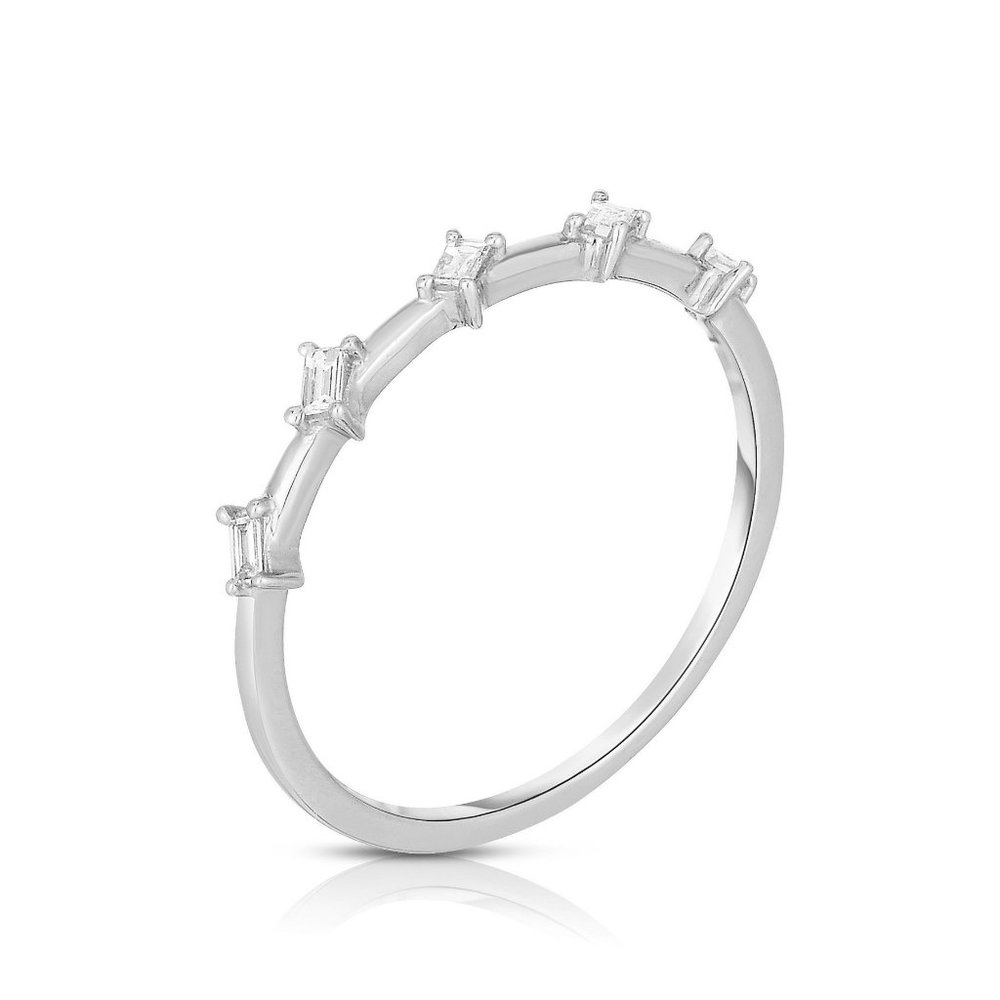 Baguette Distance Ring In 10k Gold
